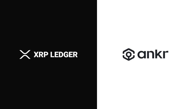 Logo graphics for 'XRP LEDGER' (on black background) and 'ankr' (on white background) displayed side by side.
