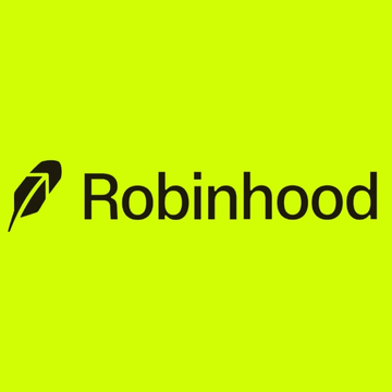 The Robinhood logo displayed in black with a feather icon on a bright lime-green background.