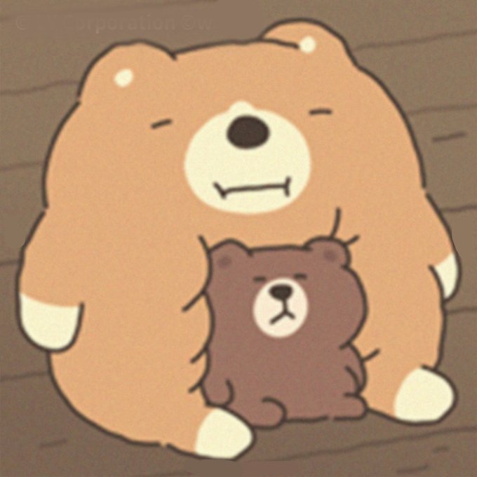 An animated illustration of a large beige bear hugging a smaller brown bear, with a copyright notice '© D Corporation ©w' visible at the top.