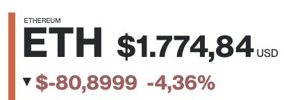 !!!THE ETHERUM SALE OF $1.7774,84!! THE ETHERS...SellETH Ethereum at this time for a loss of 4,36%! #Ethereum #Ether #EthereumSale #Etherus