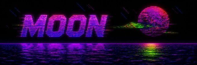 The image features a banner with the word "Moon" written in purple neon letters, set against a dark background. The text is slightly tilted to the right, giving it an artistic touch. Below the banner, there's a caption that reads "A community member just added a banner image for $MOON on Moby". This suggests that someone has posted this image as part of a discussion or event related to the moon and its significance in our lives.