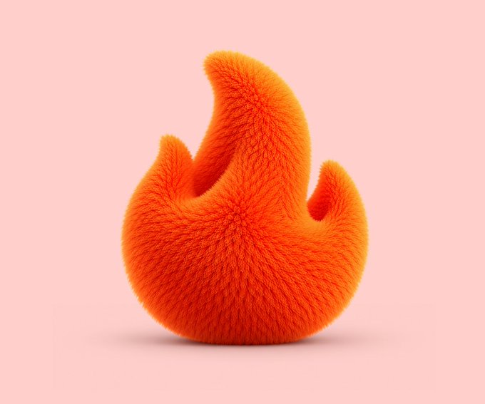 A 3D-rendered, fuzzy orange flame icon sits against a soft pink background.