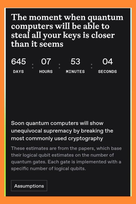 The main message of this post is about a time limit for gaining unauthorized access to someone's computer system, possibly due to Quantum computers. It emphasizes that soon Quantum computers will become more commonly used than current cryptographic systems which are based on probabilistic approaches. Quip Network has created an interesting visual representation of what the future might hold in terms of technology and computing security challenges.