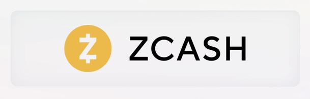 A logo featuring a gold circle with a 'Z' symbol next to the word "ZCASH" in black text on a white background.