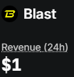 The image shows a black background with white text that reads "Blast", followed by a description of how much a player would receive if they reached a certain level within 24 hours, which amounts to $1. The text is centrally positioned on the black surface, and the entire message stands out against the dark backdrop, emphasizing its importance in relation to the game's progress.