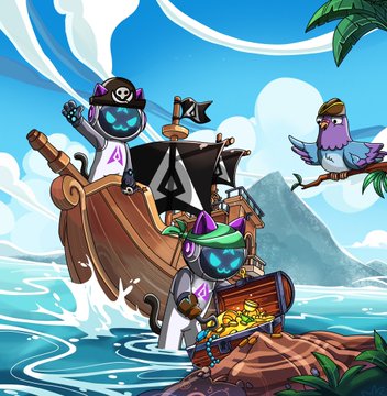 A whimsical cartoon pirate scene featuring characters on a ship, with one holding a treasure chest overflowing with gold and a parrot flying nearby, while a small logo on the parrot's chest appears to read "@RallyOnChain."

The image's pirate theme aligns metaphorically with the post's discussion of Rally, a creator platform built on GenLayer, with the treasure chest symbolizing the valuable AI-powered project review capabilities that GenLayer enables for the platform.