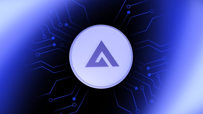 A blue digital-themed graphic featuring a stylized triangular logo inside a circular emblem, overlaid on a circuit-board pattern background, likely representing the GMX token/DAO referenced in the accompanying buyback announcement.