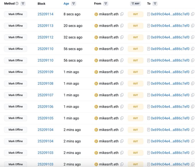 The image shows a computer screen displaying a table of data with columns for "Age", "From", "To", and "Out" that are filled out by users. The text indicates that this information was inputted by multiple people, suggesting a collaborative effort or a shared project. The post also mentions the importance of closing off power sources to avoid potential hazards from electrical issues.