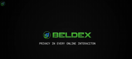 A dark screen displaying the green 'BELDEX' logo with the tagline 'PRIVACY IN EVERY ONLINE INTERACTION'.