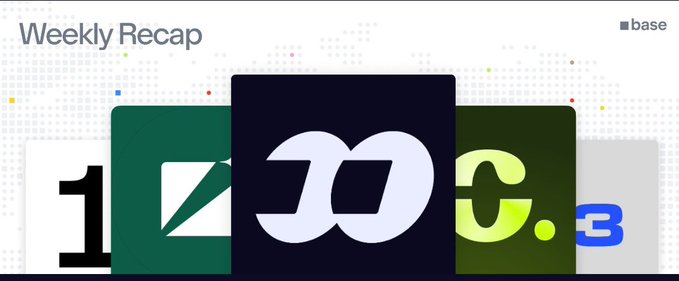 A graphic titled 'Weekly Recap' by Coinbase displays five colored blocks containing the numbers and logos '1', 'Z', a circular logo, 'C', and '3'.
