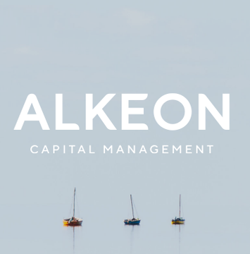 Alkeon Capital Management logo displayed against a soft blue background featuring three small sailboats on calm water, accompanying news that the $23B firm increased its Bitcoin ETF position by 30% to 1.2M GBTC shares now valued at $59M.