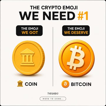 This image humorously argues that "THE EMOJI WE DESERVE" for crypto is a Bitcoin symbol, contrasting it with "THE EMOJI WE GOT," represented by an old coin. The post asks which emoji to use first, directly relating to the proposed Bitcoin emoji.