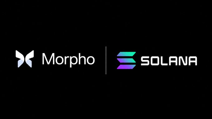 The image shows the Morpho and Solana logos side by side, representing the launch of Morpho on the Solana blockchain via Sunrise.