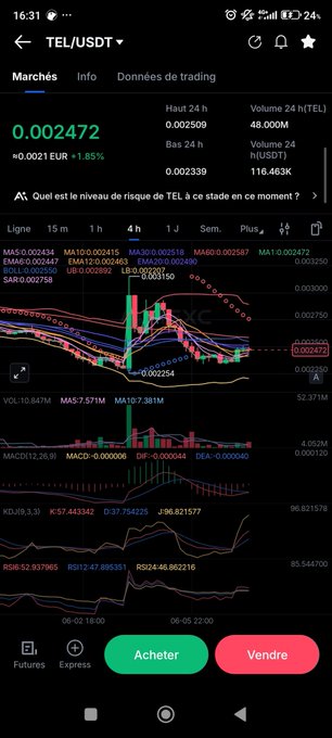 The screen displays a black background with a colorful line chart showing the value of a speculative altcoin, called Udex, over time. The chart shows fluctuations in its price, which are relatively low compared to other assets currently available on the platform. In addition, there is text that indicates the presence of a regulated US digital asset bank operating in various countries and offering stablecoins as trading volumes increase, making it an accessible option for international investors or those interested in exploring new markets.