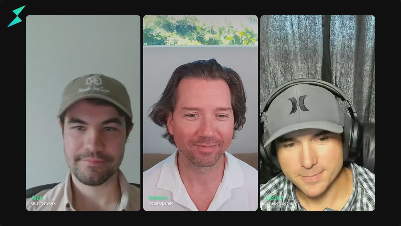 The image shows three men wearing baseball caps with their faces displayed on a computer screen. The first man has his face on the left side of the screen, the second man's face is on the right side, and the third man's face is in the center of the screen. Each person appears to be looking at something different or engaged in separate activities while wearing their hats.