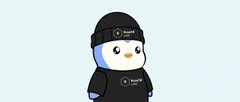 The image features a cartoon penguin wearing a black hat, standing against a light blue background. The penguin appears to be looking at something or someone off-camera. The caption of the image reads "BASIS 플랫폼에서 Arbitrage Staking[차익거래]은 BHLE에 대해 알아봅니다. BHLE는 Base58 Hyper-Latency Engine의 약자로, BASISpro의 핵심 기술 엔진입니다". The image is related to the post because it features a cartoon penguin wearing a black hat and standing against a light blue background. This could be part of an advertisement or promotional material for Arbitrage Staking, which is a type of cryptocurrency trading strategy that involves buying low and selling high in order to make a profit.
