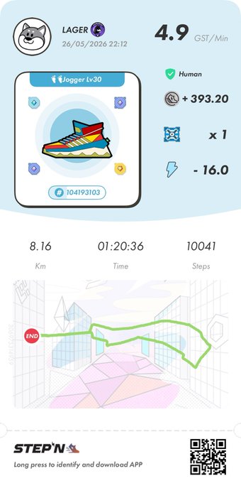 The image shows a white card with various information about a fitness tracking app, including step count, calories burned, and distance traveled. The app also has a map of a city displayed on its screen, which can be used for navigation during workouts or outdoor activities. The post is titled "StepN" and includes a link to the app's website, suggesting that it might contain additional information about the app or how to use it effectively.