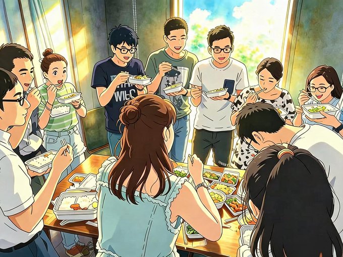 The image shows a group of people gathered around a table, enjoying a meal together. There are at least ten people visible in the scene, with some sitting down while others stand or sit on chairs surrounding the dining table. The table is filled with various food items and dishes, indicating that they are having a casual meal.

The post appears to be related to an ICO (Initial Coin Offering) event, as it mentions Bitcoin Cash's successful conclusion of raising $15 million in just two weeks. This information can be inferred from the context provided by the image.