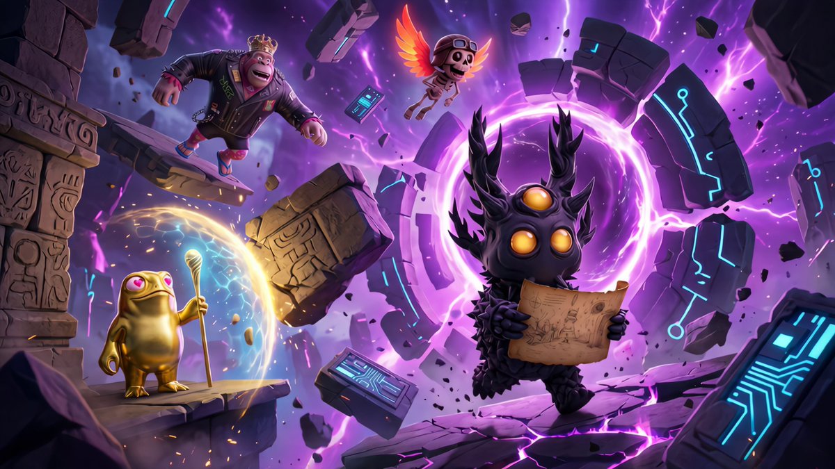 The image features a cartoon scene with four cartoon characters, including a frog holding a map of the world. The background shows purple clouds and lightning bolts, creating an atmosphere of adventure or exploration. The caption for the image reads "GN! Hope to see the 369 Cause on The Otherside Mission RSVP: othersidecalendar.apechain.com/event/369-map- ...". This suggests that there might be a connection between the cartoon characters and a specific event, possibly related to the cause of finding the missing map or an adventure in another part of the world.