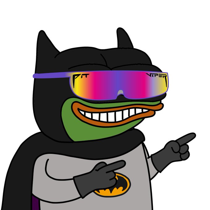 An illustration of the 'Pepe the Frog' meme character wearing a black hood with bat ears and rainbow-tinted sunglasses labeled 'PAT NIPEST', pointing to the side.