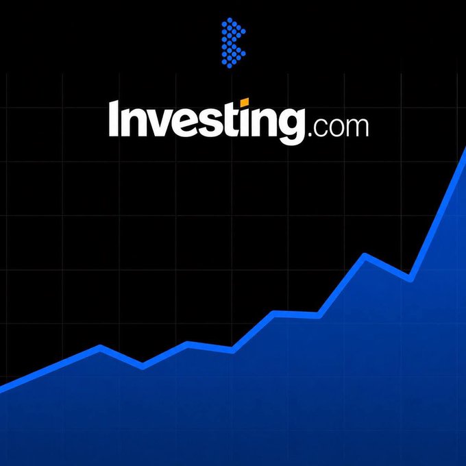 The Investing.com logo displayed on a black background with a blue upward-trending line chart.