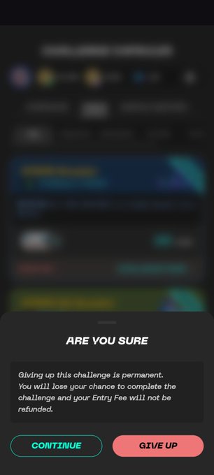 There are two images of a smartphone screen showing a game app interface that has a prompt asking whether the user should continue playing or quit. The text "Are you sure" is displayed, along with options for "Continue" and "Given up". The background color of both screens seems to be black. The presence of the posts in relation to the image indicates they are discussing an unrelated gaming app issue or feature that has nothing to do with the game itself.