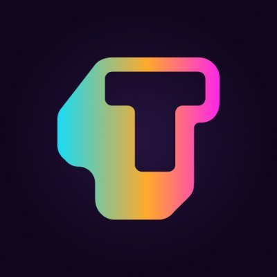 The image shows the Towns app logo—a stylized chat bubble/letter "T" in a vibrant gradient of teal, orange, and pink against a dark background—which corresponds to the post praising Towns as a Discord-like decentralized messaging platform built on blockchain for on-chain communities.
