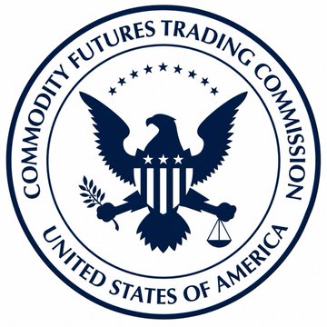 The image shows the official seal of the Commodity Futures Trading Commission (CFTC) of the United States of America, featuring an eagle with a shield, olive branch, and scales of justice. The seal directly relates to the post about CFTC Chair Michael Selig's proposed regulatory framework for digital commodities like BTC, ETH, SOL, XLM, XTZ, and XRP.