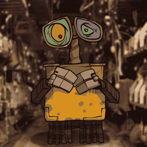 A quirky goblin robot with two mismatched eyes and a bright yellow body stands against a dark, illustrated background. The sold-out post says, “THEY TOOK ALL MY FKING UGLY BABIES! SOLD OUT,” and promotes free custom mints for buyers, noting “We got goblin robots too.”