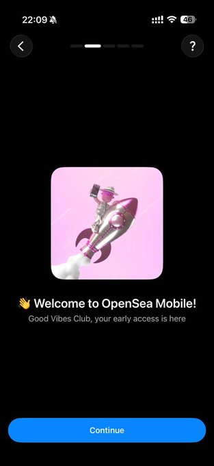 The image shows a phone screen displaying an app called "OpenSea Mobile" with a pink rocket icon, indicating that the user has been accepted into the beta testing phase of the app. The app's interface appears to be visually appealing and easy to navigate, which is essential for attracting users during the beta testing period. The post about becoming a mobile beta tester highlights the excitement and anticipation surrounding the new experience, as well as the importance of beta testers in refining and improving the app before its release.