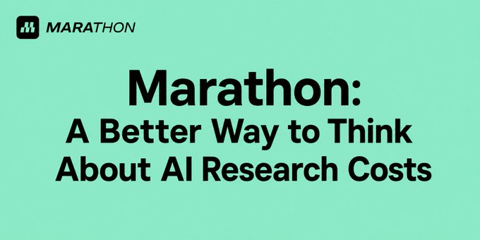 Marathon branded title card with text reading 'Marathon: A Better Way to Think About AI Research Costs' on a light green background.