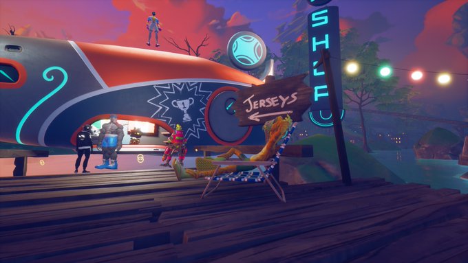 The image features a beach scene with people enjoying their time near a large airplane, which appears to be a cruise ship or an airplane docked at a pier. The airplane has a blue and orange color scheme, making it stand out against the sky backdrop. In the foreground of the photo, there is a person sitting in a lounge chair on the beach, while another person stands nearby. A third person can also be seen further back near the airplane.

The post includes text that reads "Finished my dailies and minted my futbol jersey. Gud tech @OthersideMeta". This message seems to be related to the image or the people present in it, possibly indicating a connection between the beach scene and the person's interests or experiences with surfing or other water sports.