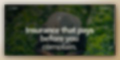 The image shows a banner ad with an illustration of a person's face hidden behind trees against a green background. Below the image, there is text that reads "I built something on Rialo tech. Insurance is broken everywhere. Flight delays take weeks. Crop insurance depends on physical assessors." The text seems to be a message or slogan about the challenges and complexities of insurance systems in different parts of the world.