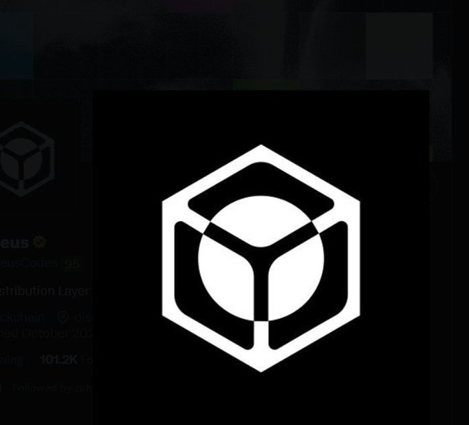A close-up of a white hexagonal cube/spherical logo on a black background, with partial text visible behind it including 'ceusCodes' and '101.2K'.