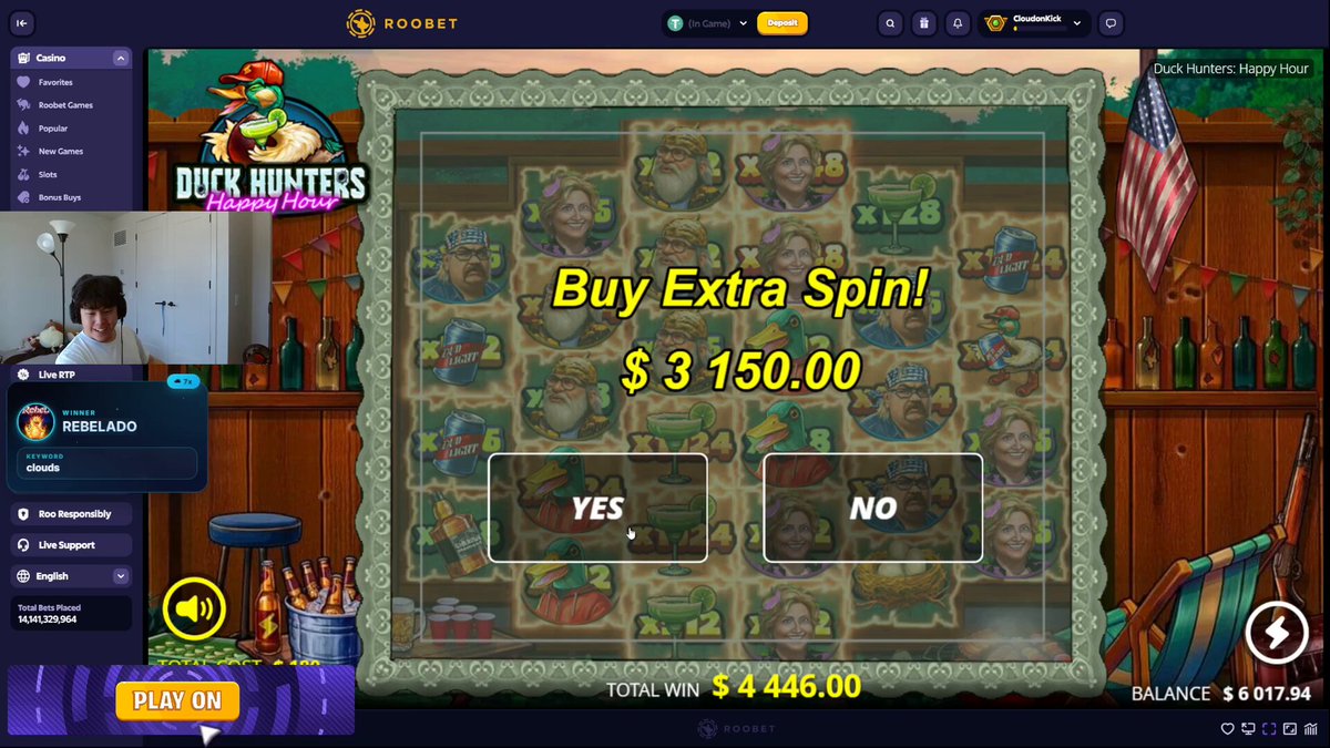 ?" Duck Huntners @ Roobet uses code ROOCLOUD for their account. This message suggests that Roobet has a user with the given email address who wants to win more than $66,666 at Duck Hunting.