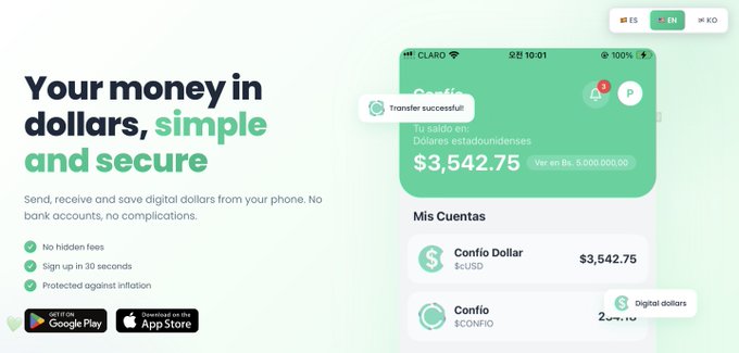 iphone app for money transfer, displaying a green and white background with text about sending and receiving digital dollars securely.