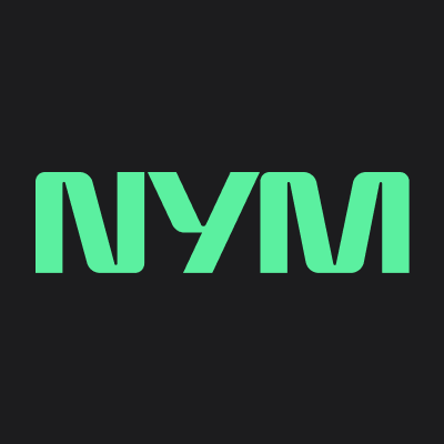 A black background with the text 'NYM' in bold mint green letters.