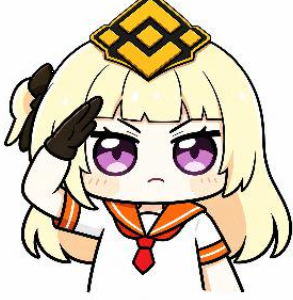 A chibi-style anime character with blonde hair, purple eyes, and a golden headpiece salutes while wearing a sailor uniform with a red tie.