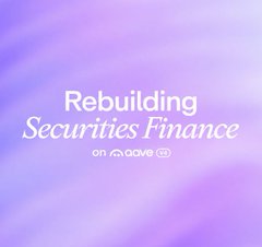 A pink and purple gradient graphic with white text reading 'Rebuilding Securities Finance' and 'on cove' below it.