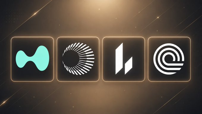 Four glowing square logos representing the altcoins $HYPE (cyan shape), $ONDO (striped fan design), $XPL (geometric "b" symbol), and $LIT (concentric curved lines) are displayed against a dark, starry background, visually corresponding to the four key altcoin setups highlighted in the post.