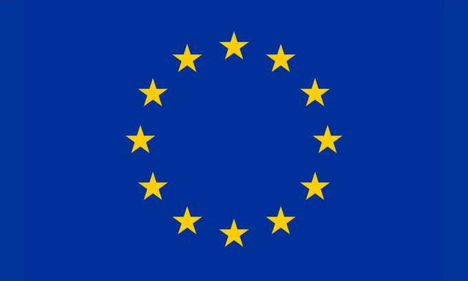 The image shows the European Union flag with its circle of 12 gold stars on a blue background, symbolizing the EU market where MICA (Markets in Crypto-Assets) regulations are taking effect, directly impacting crypto exchanges like Binance operating in Europe.