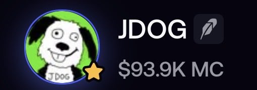 A meme-style graphic shows a 'JDOG' token with a market cap of '$93.9K MC' next to a cartoon dog character logo.