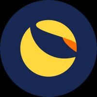 The image is a logo featuring a yellow crescent shape with an orange-tipped accent inside a dark blue circle, representing the Terra Luna cryptocurrency. It visually corresponds to the post's distinction between $LUNA and $LUNC, both Terra-related tokens discussed in terms of security versus commodity classification.