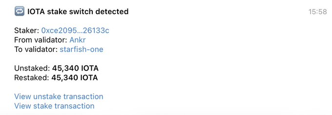 irtac_stake detected message with details about a transaction that has been detected as untracked, and the sender's IP address.
