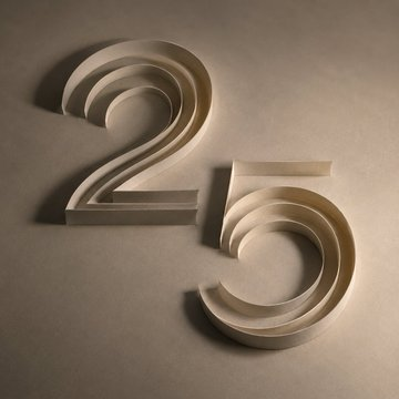 Two sculpted paper numerals "25" cast dramatic shadows on a beige surface. The image appears unrelated to the accompanying BitTorrent post about mobile and Web3 technology, suggesting a possible mismatch between the visual and the article's content.