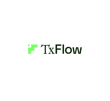 The image shows the TxFlow logo, featuring a green pixelated "F" icon next to the text "TxFlow." It relates to the post as branding for the TxFlow_L1 project, which is highlighted as one of two top airdrop farming opportunities alongside RiseX.