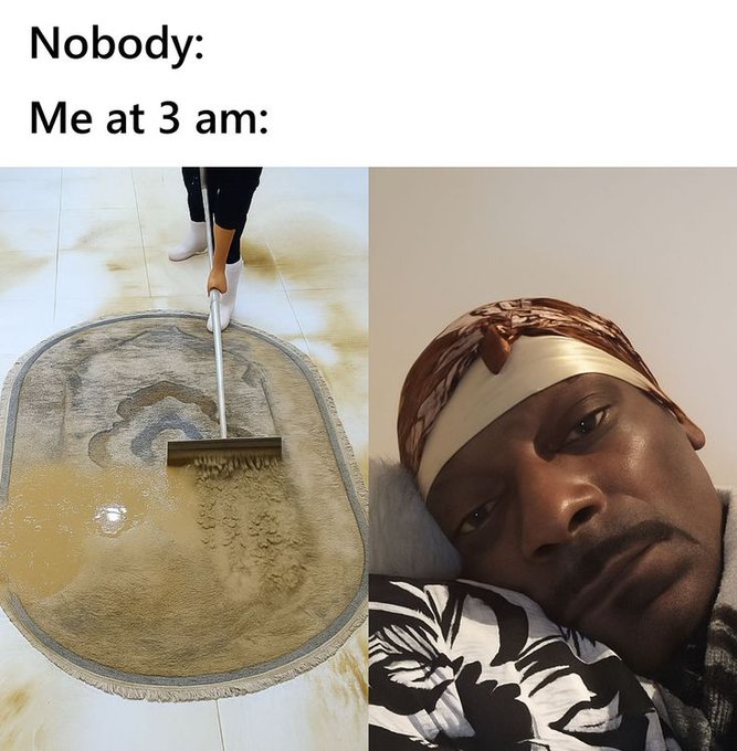 A "Nobody: Me at 3 am:" meme showing someone intensely scrubbing a filthy carpet on the left, paired with a close-up of a tired man lying in bed on the right.

The post suggests this image reflects the late-night grind of maintaining broken systems—humorously comparing the exhausting, thankless work of cleaning up messes (like scrubbing a dirty carpet) to the unglamorous, 3 a.m. work of stabilizing web3 infrastructure that most users never see.
