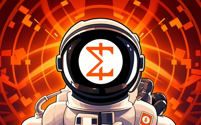 A cartoon astronaut in a white spacesuit with a black visor displaying an orange Zcash (ZEC) cryptocurrency symbol logo, set against a dynamic orange and red radial background.