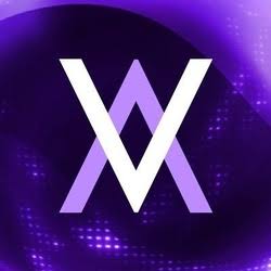 A purple background with a stylized white and lavender 'W' or 'V' logo in the center, surrounded by abstract light effects and dots.