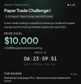 A notification banner advertising a 'Pager Trade Challenge!' with a $10,000 prize pool.